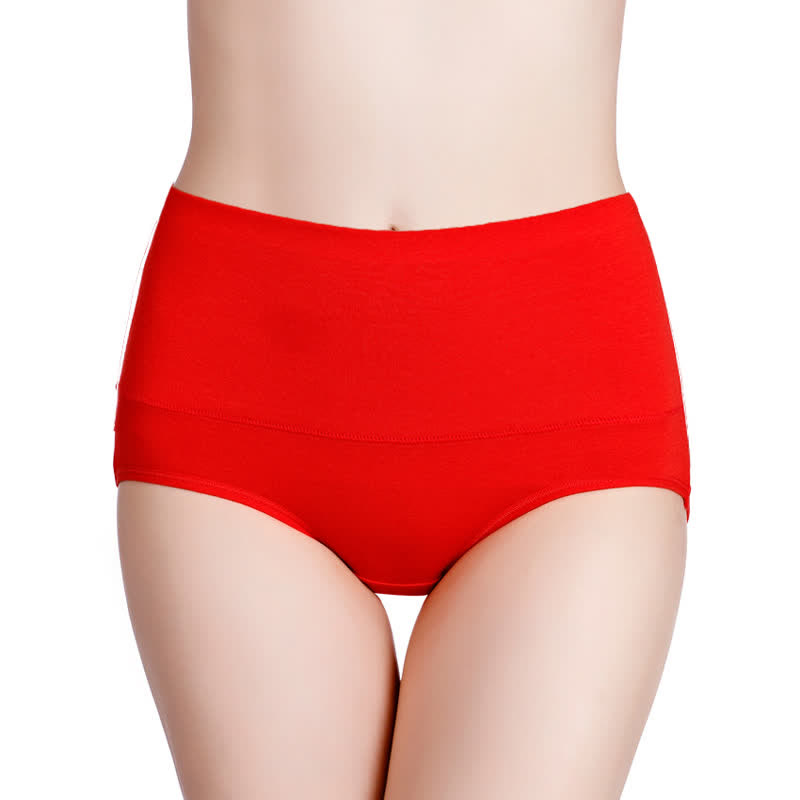 High-Waisted Solid Comfy Panty(4 Packs) - Red - 7XL - image 3