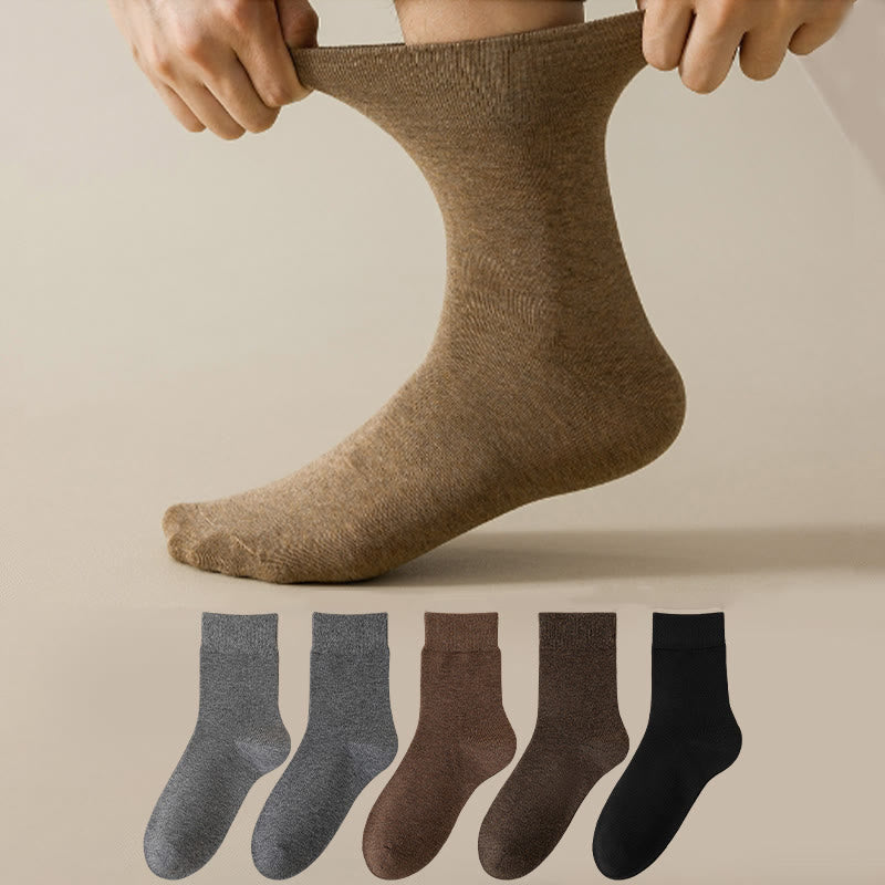Plus Size Solid Color Breathable Quarter Socks(5 Pairs) - Warm Grey+Dark Grey+Brown+Coffee+Black - EU39-46(US6-12) - image 1