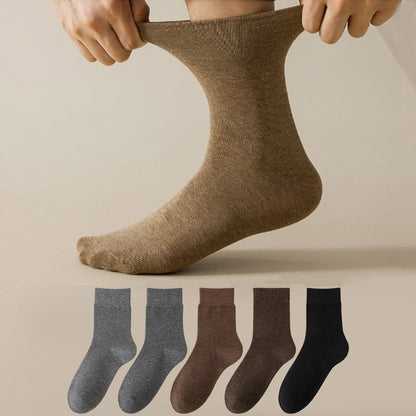 Plus Size Solid Color Breathable Quarter Socks(5 Pairs) - Warm Grey+Dark Grey+Brown+Coffee+Black - EU39-46(US6-12) - image 1