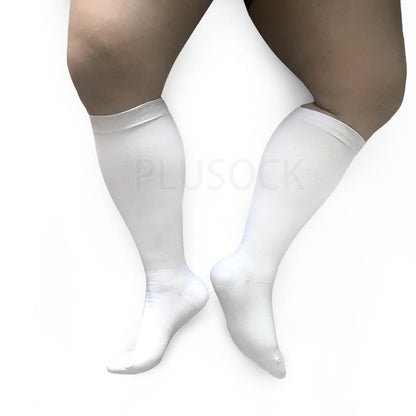 2XL-7XL White Plus Size Compression Socks(15-20mmHg)