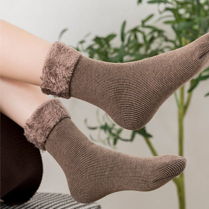 Plus Size Solid Color Fleece Crew Socks(6 Pairs) - image 5