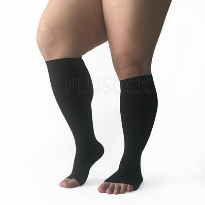 Plus Size Compression Socks Wide Calf Open Toe - image 5