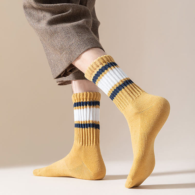 Plus Size Thickened Stripes Quarter Socks(7 Pairs) - image 1