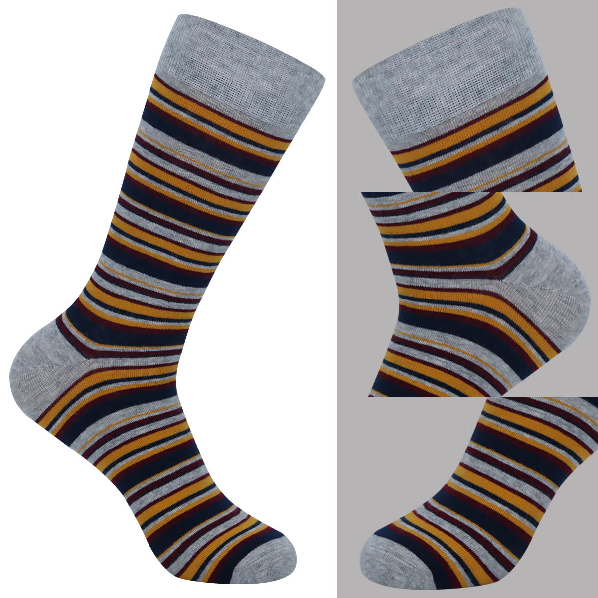 Plus Size Patchwork Pinstripes Crew Socks(5 Pairs) - image 1