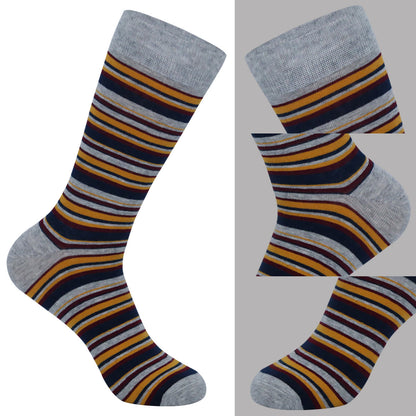 Plus Size Patchwork Pinstripes Crew Socks(5 Pairs) - image 1