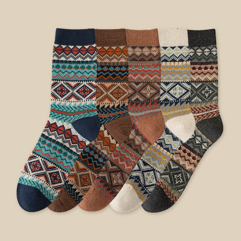 Plus Size Retro Breathable Quarter Socks(3 Pairs) - Multicolor(5 Pairs) - EU39-46(US6-12) - image 12