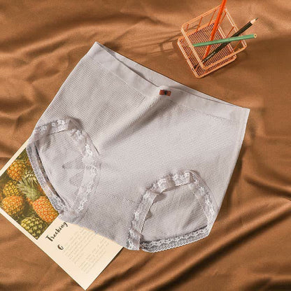 High-Waisted Breathable Lace Panty(5 Pairs) - Grey - Fits 195-280lbs - image 13