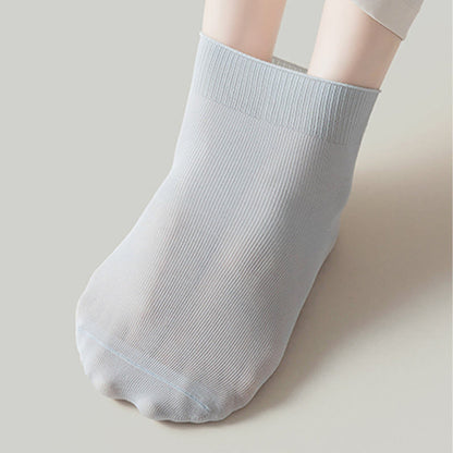 Solid Color High Elastic Quarter Socks(5 Pairs) - image 1