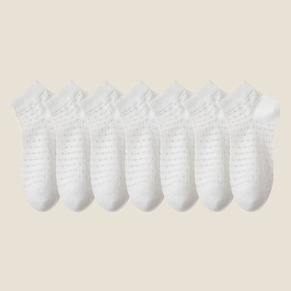Hollow Mesh Ankle Socks(7 Pairs) - White - EU38-44(US5-11) - image 13