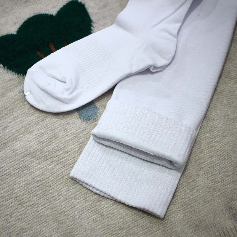 Cotton Thick Thigh High Socks - White - With Silica Gel - image 7