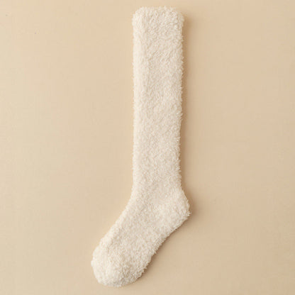 Plus Size Thickened Plush Knee High Socks(5 Pairs) - Beige - EU36-43(US3-9) - image 9