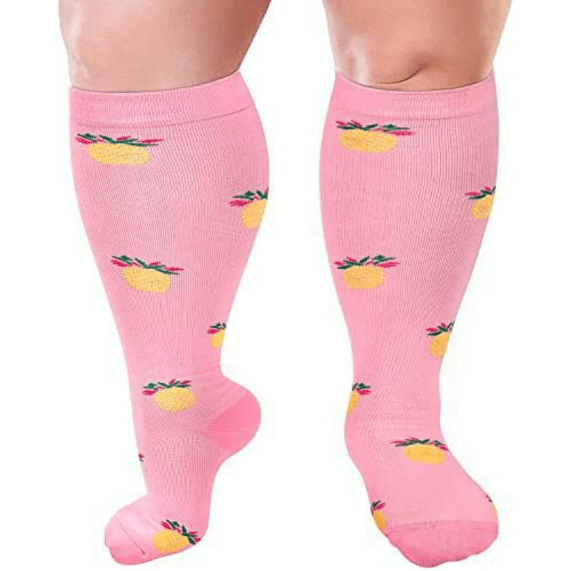Pink Pineapple Plus Size Compression Socks 2XL-7XL(3 Pairs) - image 0