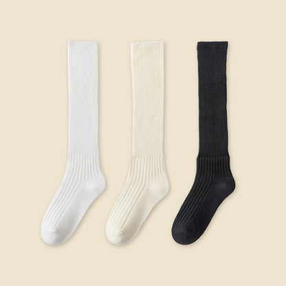 Solid Color Stylish Slouch Socks(3 Pairs) - White+Beige+Black - EU36-40(US3-7) - image 20