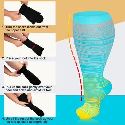 2XL-7XL Plus Size Bright Stripe Compression Socks