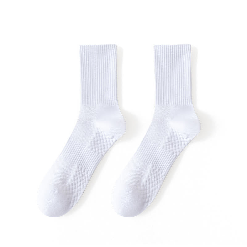 Solid Breathable Quarter Socks(4 Pairs) - EU43-48(US6-12) - White - image 2