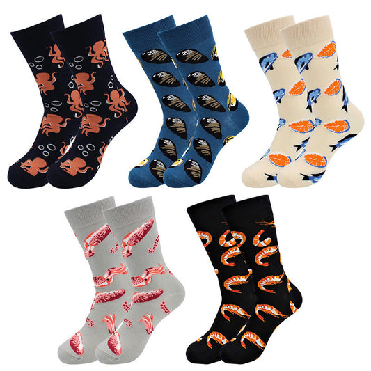 Plus Size Marine Series Fun Crew Socks(5 Pairs) - Multicolor - EU36-43(US3-9) - image 1