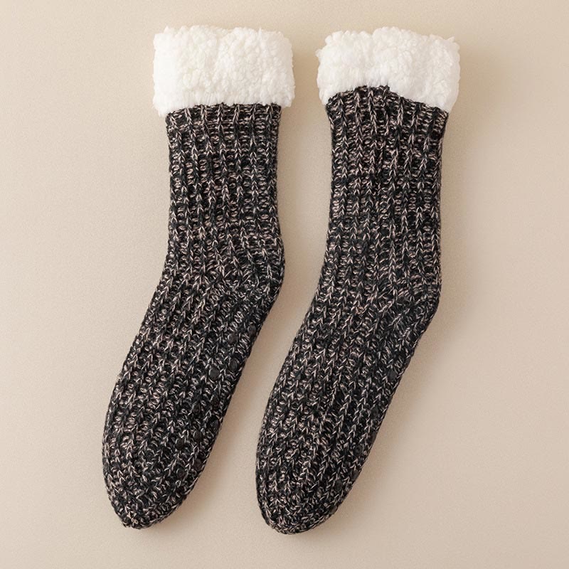 Plus Size Fleece Comfy Thick Slipper Socks(2 Pairs) - Black - EU36-44(US3-10) - image 20