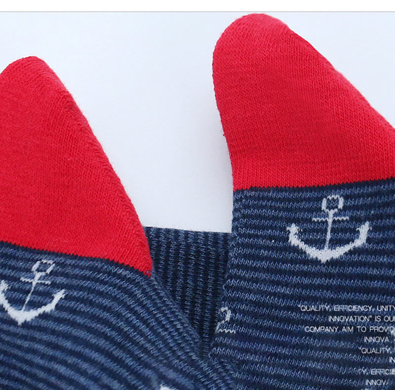 Rudder Pattern Funny Crew Socks(5 Pairs) - image 4