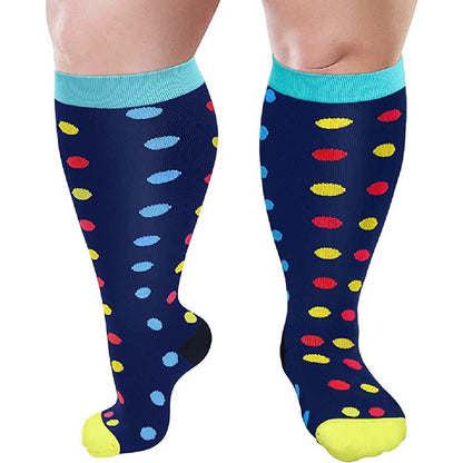 Blue Dot Heart Plus Size Compression Socks(3 Pairs) - image 8