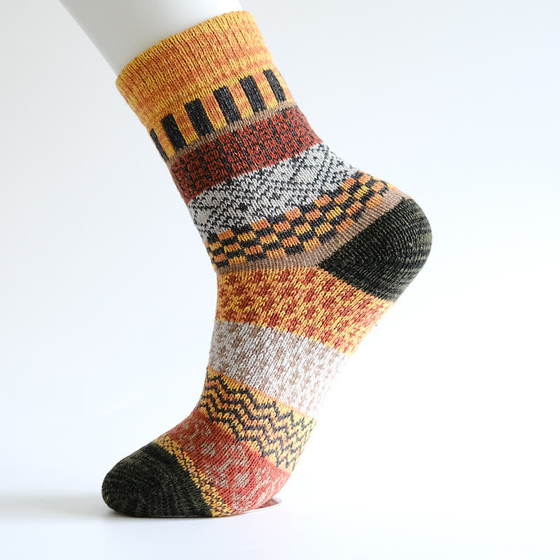 Thick Wool Quarter Socks(5 Pairs) - Orange - EU38-44(US5-10) - image 2