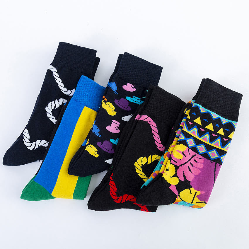 Plus Size Abstract Pattern Crew Socks(5 Pairs) - image 7