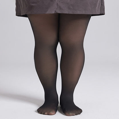 Plus Size High Waist Thick Pantyhose - 330g(Plus Velvet) - Black - Footed - image 0
