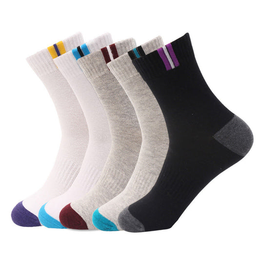Plus Size Breathable Ventilation Cotton Socks(3 Pairs) - 43-48 - Multicolor(5 Pairs) - image 0