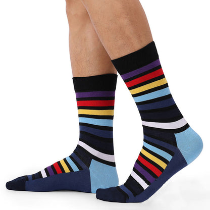 Colorful Striped Cotton Novelty Crew Socks(5 Pairs) - image 2