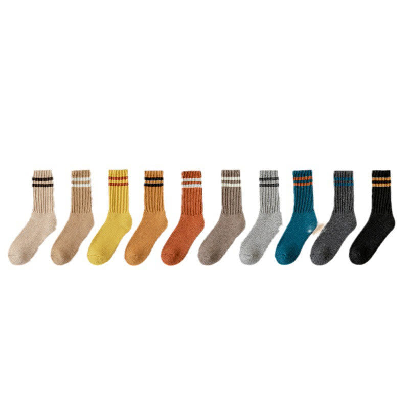 Plus Size Striped Warm Wool Quarter Socks(5 Pairs) - Multicolor(10 Pairs) - EU36-44(US3-10) - image 14