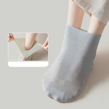 Solid Color High Elastic Quarter Socks(5 Pairs) - image 2