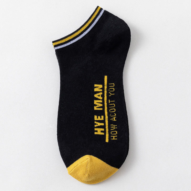 Wide Calf Letter Pattern Cotton Socks(3 Pairs) - 42-48 - Black - image 7
