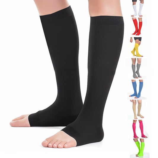 Plus Size Multicolor Open Toe Compression Socks