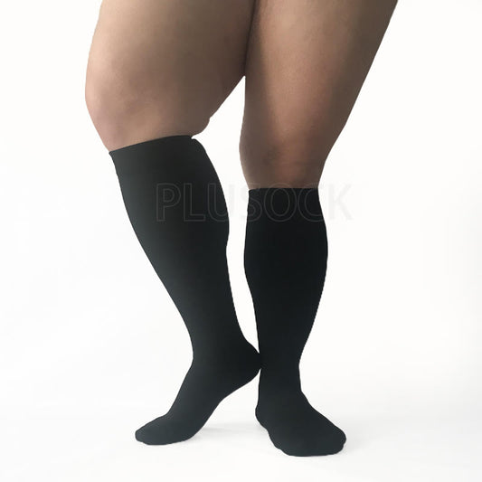 2XL-7XL Black Plus Size Compression Socks(15-20mmHg)