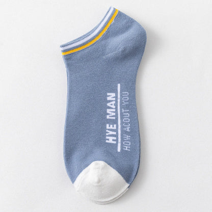 Wide Calf Letter Pattern Cotton Socks(3 Pairs) - 42-48 - Blue - image 10