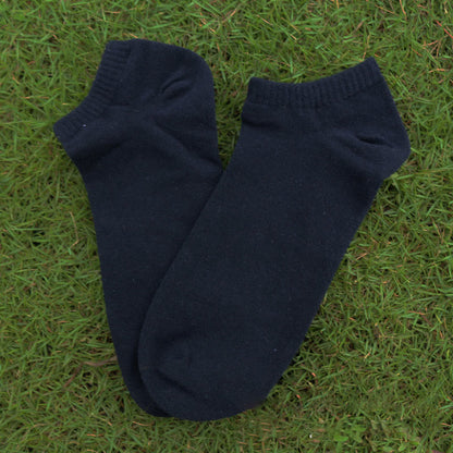 Solid Cotton Ankle Socks(3 Pairs) - 42-48 - Black - image 5