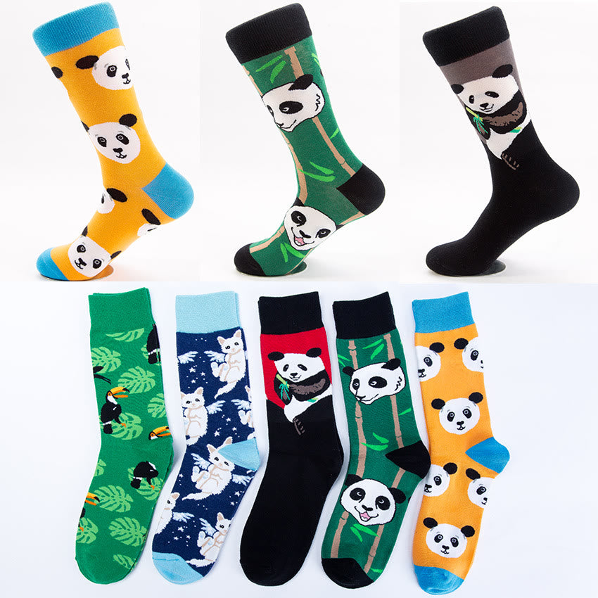 Plus Size Cute Panda Crew Socks(5 Pairs) - image 0