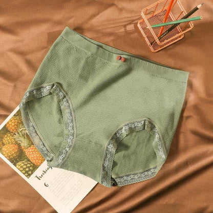 High-Waisted Breathable Lace Panty(5 Pairs) - Green - Fits 195-280lbs - image 12