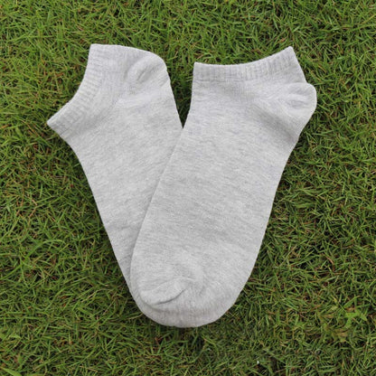 Solid Cotton Ankle Socks(3 Pairs) - 42-48 - Light Gray - image 4