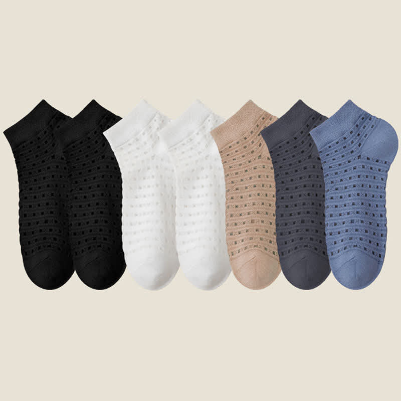 Hollow Mesh Ankle Socks(7 Pairs) - Black*2+White*2+Khaki*1+Navy Blue*1+Dark Grey*1 - EU38-44(US5-11) - image 14