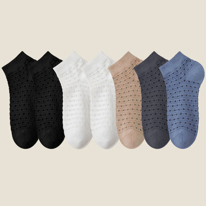 Hollow Mesh Ankle Socks(7 Pairs) - Black*2+White*2+Khaki*1+Navy Blue*1+Dark Grey*1 - EU38-44(US5-11) - image 14