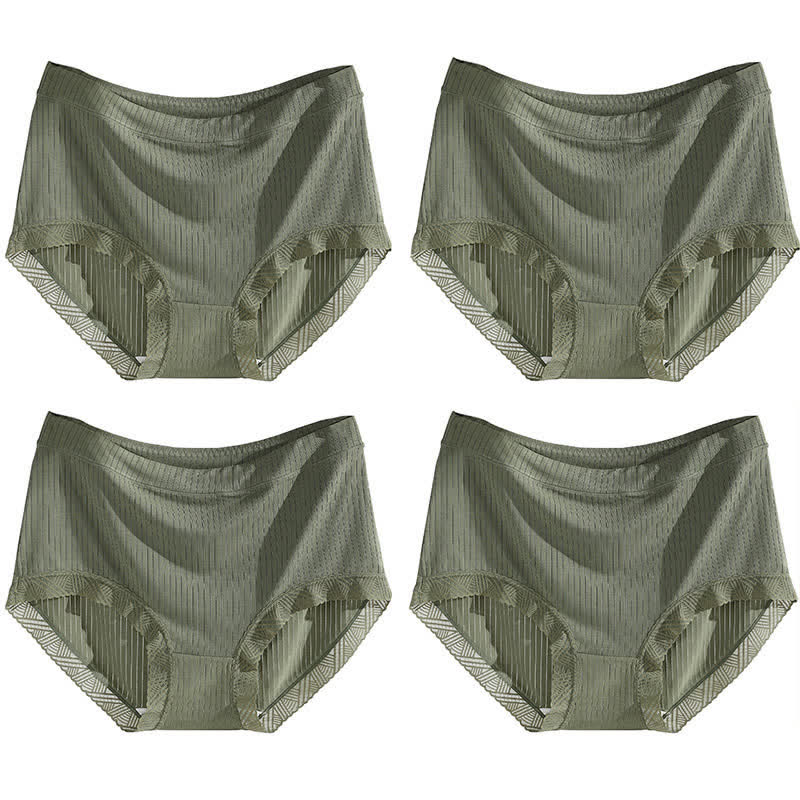 High-Waisted Seamless Panty(4 Pairs) - Green - 4XL - image 15