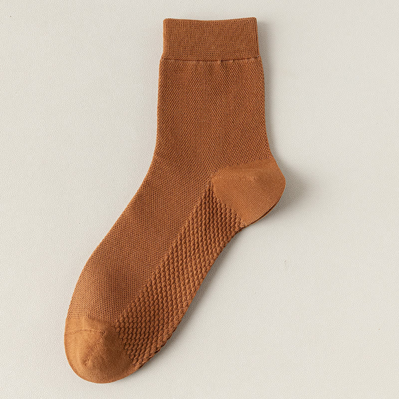 Cotton Mesh Quarter Socks(5 Pairs) - Caramel - EU39-46(US5-12) - image 21