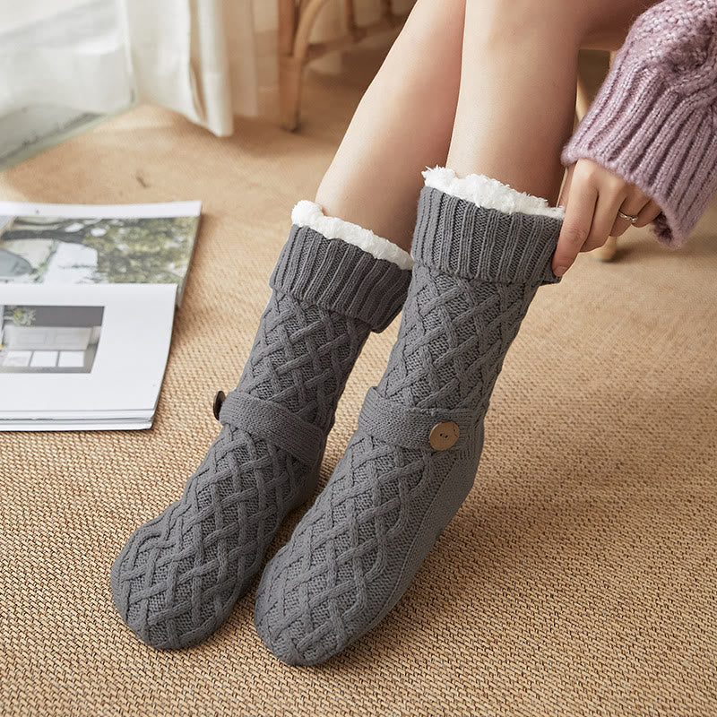 Christmas Wool Cozy Home Slipper Socks - Dark Grey - EU36-42(US3-8.5) - image 6