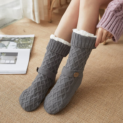 Christmas Wool Cozy Home Slipper Socks - Dark Grey - EU36-42(US3-8.5) - image 6