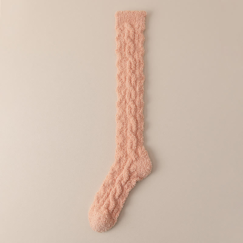 Coral Fleece Thermal Knee High Socks(5 Pairs) - Orange - Fits 220lbs - image 13