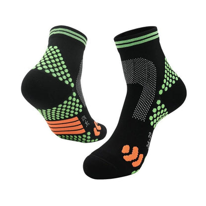 High Elasticity Professional Sport Quarter Compression Socks(3 Pairs) - Black&Green - L - image 9