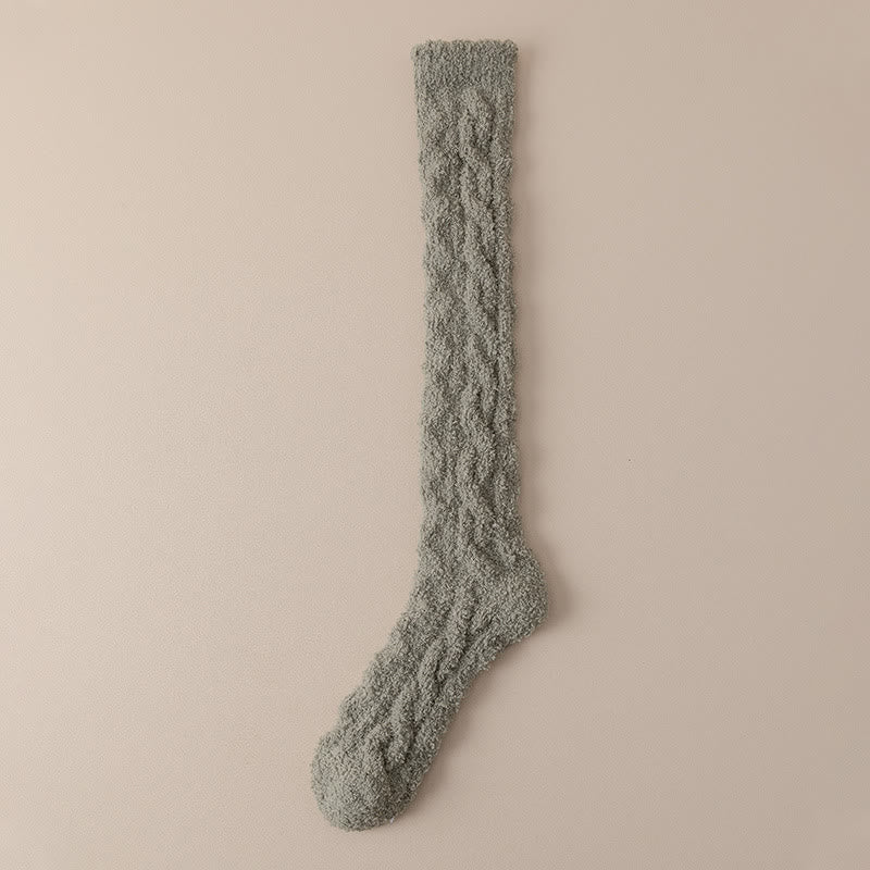 Coral Fleece Thermal Knee High Socks(5 Pairs) - Green - Fits 220lbs - image 17