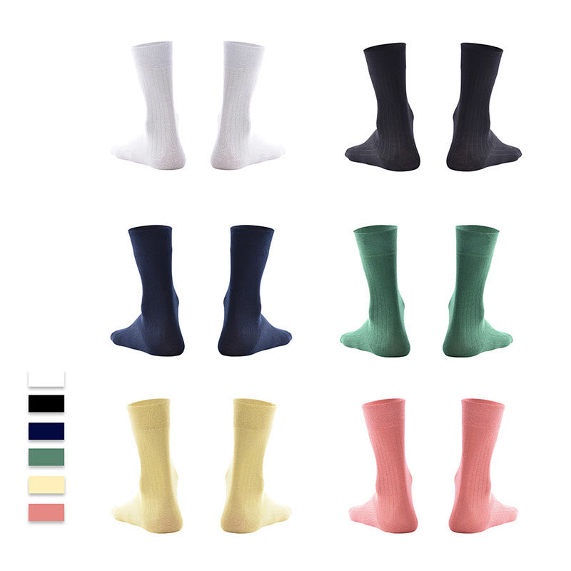 Candy Color Breathable Crew Socks(6 Pairs) - image 1