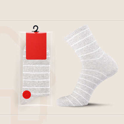 Cotton Striped Quarter Socks(5 Pairs) - Light Gray - EU45-50(US10-15) - image 2