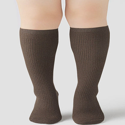 Plus Size Solid Color Warm Knee High Socks(2 Pairs)